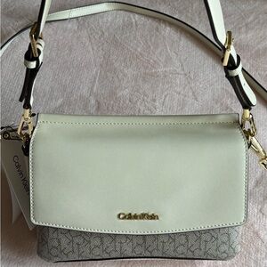 Calvin Klein Ivory and Gray Crossbody Bag